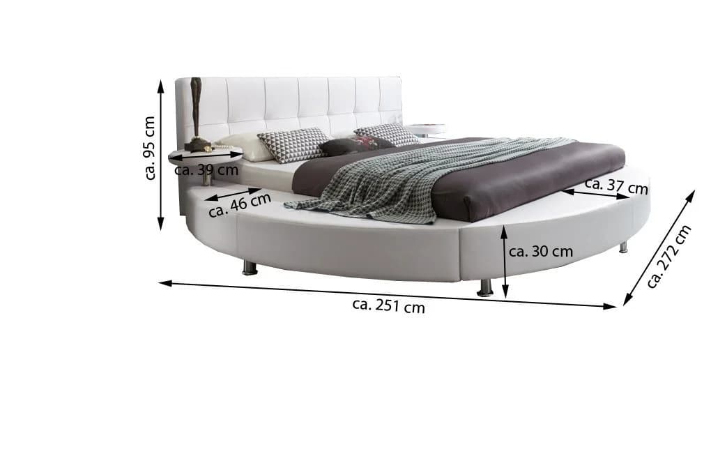 SAM® Rundbett Zarah Doppelbett Lederoptik Weiß