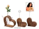 Amagohome Dekofigur Herz Blumenvase Fotoständer Set 3-teilig Mangoholz Bild 2