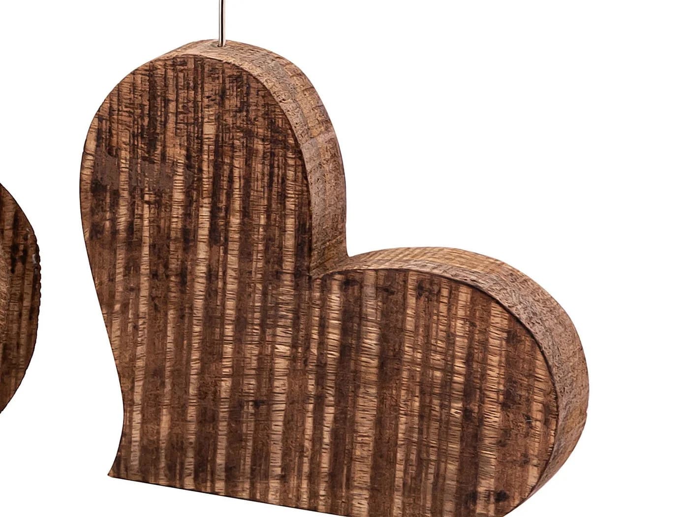 Amagohome Dekofigur Herz Blumenvase Fotoständer Set 3-teilig Mangoholz - Bild 5