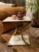 Amagohome Beistelltisch Weiß Vergoldet Emaille Loft Style Bild 1