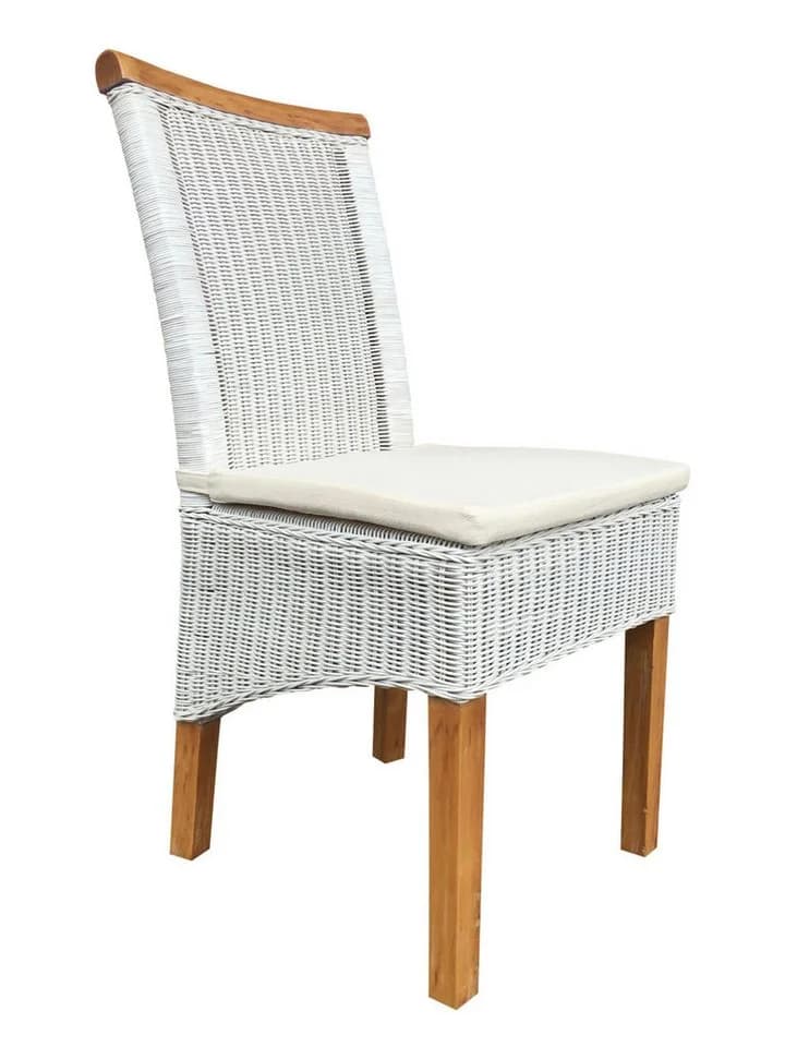 Amagohome Rattanstuhl Esszimmer Stühle Set Perth 4 Stück weiß