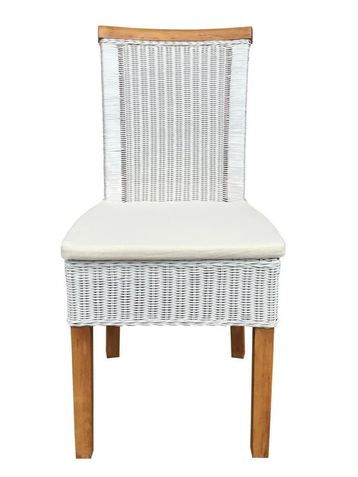 Amagohome Rattanstuhl Esszimmer Stühle Set Perth 4 Stück weiß - Bild 3
