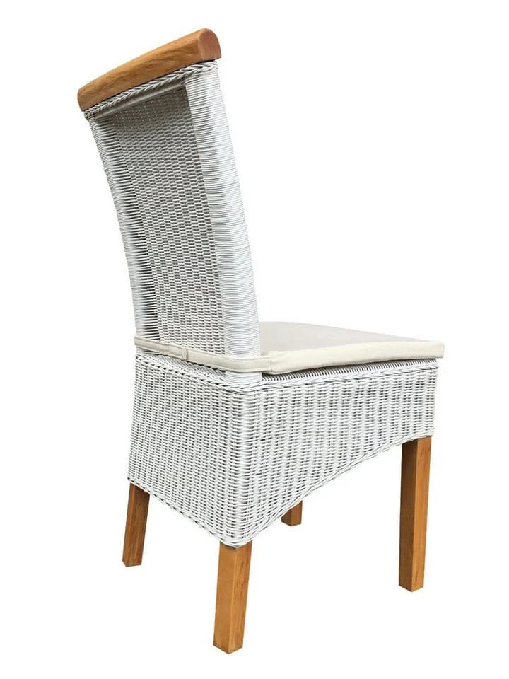 Amagohome Rattanstuhl Esszimmer Stühle Set Perth 4 Stück weiß - Bild 5