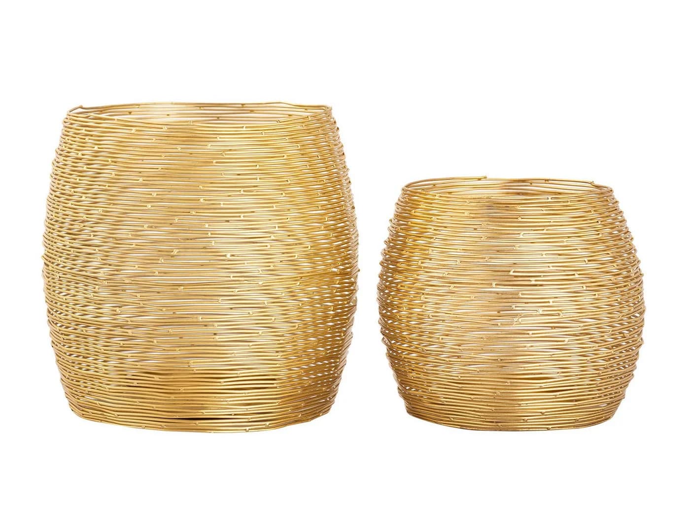 Amagohome Teelichthalter Set 2-teilig Windlichter Drahtoptik Gold/Silber