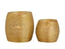 Amagohome Teelichthalter Set 2-teilig Windlichter Drahtoptik Gold/Silber Bild 2