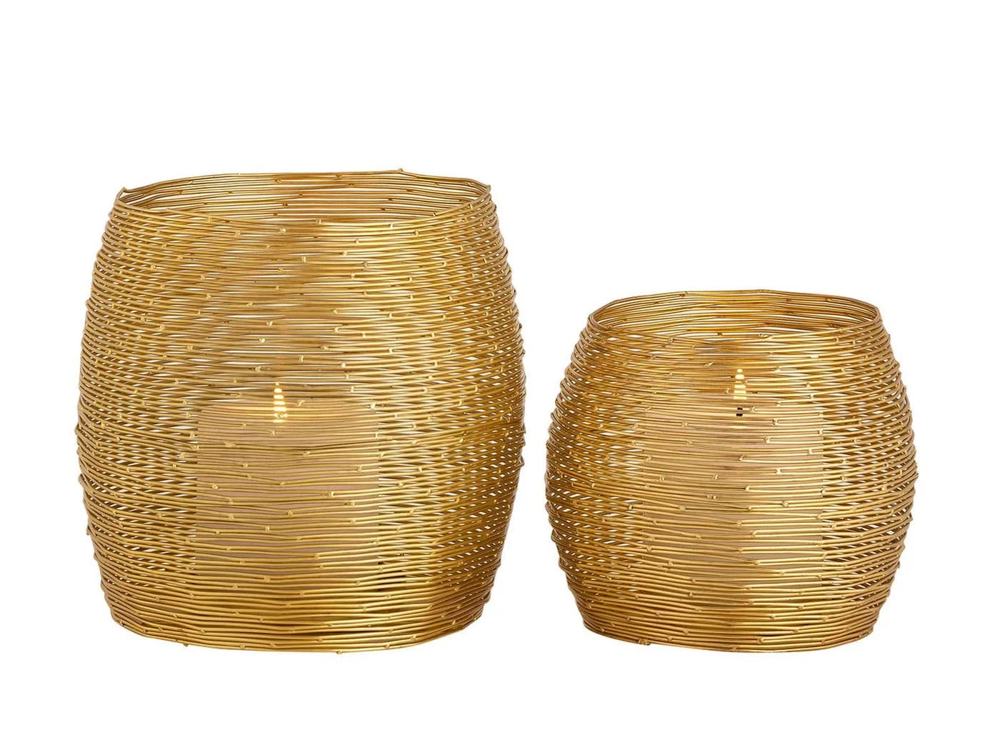 Amagohome Teelichthalter Set 2-teilig Windlichter Drahtoptik Gold/Silber - Bild 2
