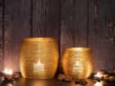 Amagohome Teelichthalter Set 2-teilig Windlichter Drahtoptik Gold/Silber Bild 4