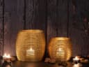 Amagohome Teelichthalter Set 2-teilig Windlichter Drahtoptik Gold/Silber Bild 5