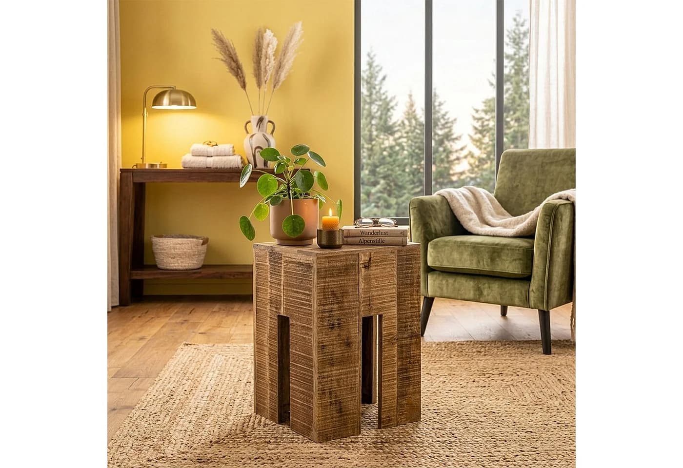 Amagohome Blumenhocker Beistelltisch quadratisch Mangoholz - Bild 5