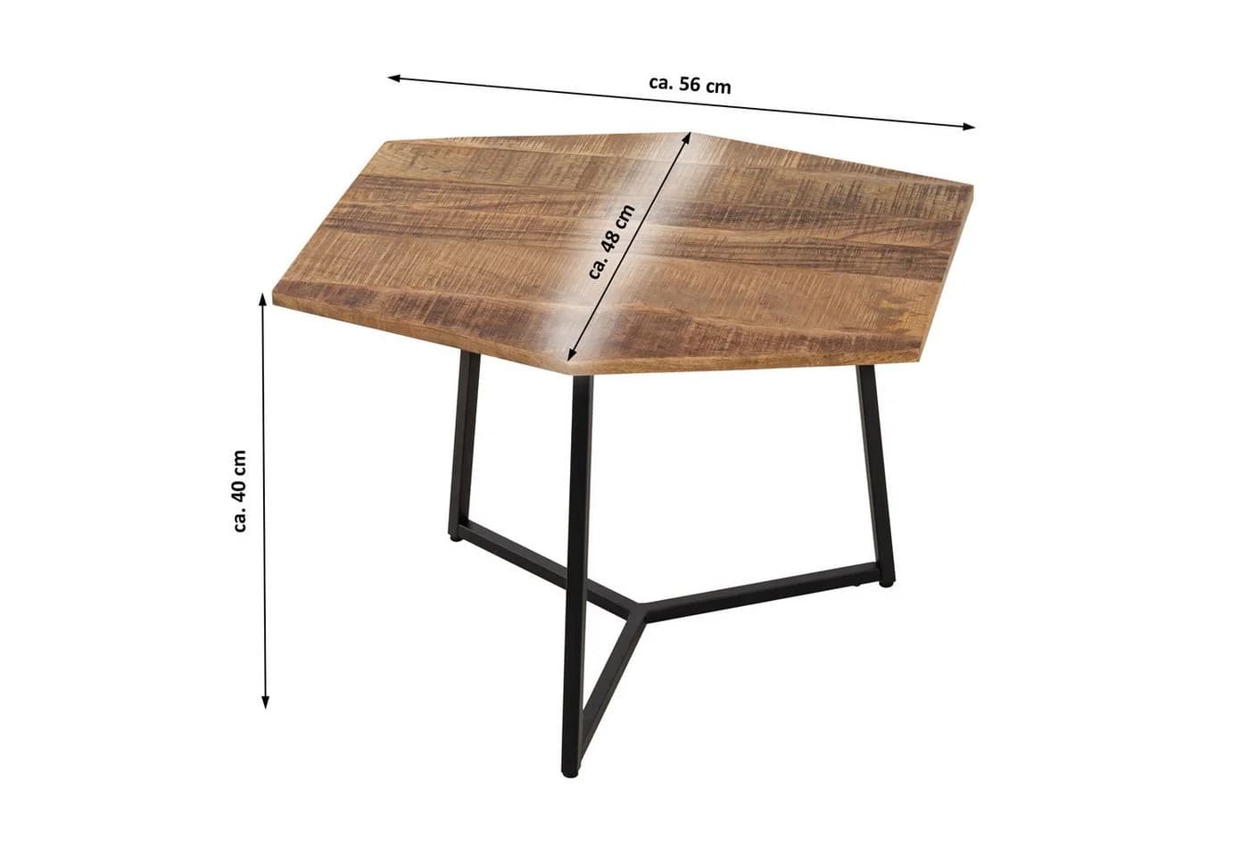 Amagohome 6-Eckiger Couchtisch Mangoholz Industrie-Style - Bild 5
