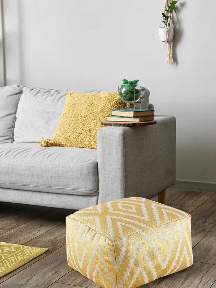 Amagohome Bodenkissen Kelim Sitzwürfel Metallic Gold - Bild 4
