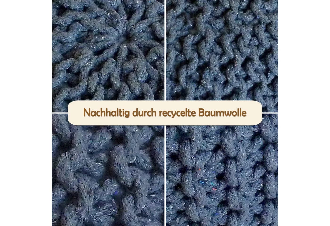 Amagohome Strickhocker Sitzpouf Jeansblau 100% Baumwolle - Bild 4