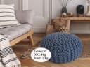 Amagohome Strickhocker Sitzpouf Jeansblau 100% Baumwolle Bild 5