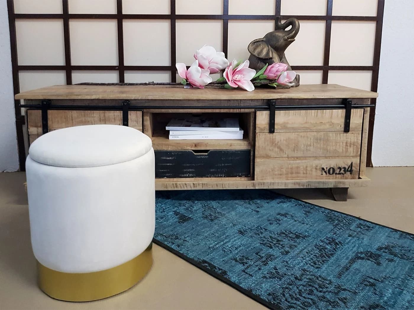 Amagohome Samthocker mit Stauraum - Velour Hocker - Bild 4