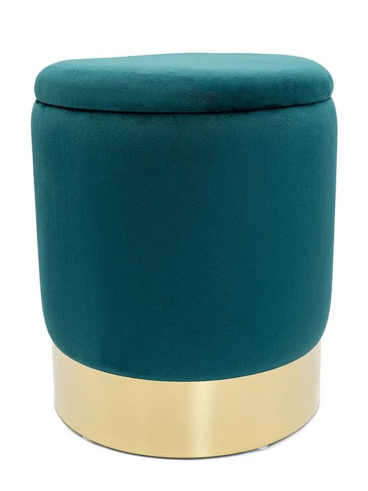 Amagohome Samthocker mit Stauraum - Velour Hocker Ø 31 cm - Bild 2