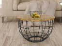 Amagohome Couchtisch Rund Ø 55 cm Industrie-Style Altholz Metall Bild 1