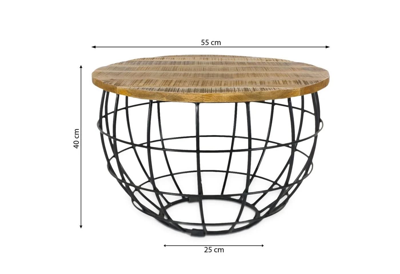 Amagohome Couchtisch Rund Ø 55 cm Industrie-Style Altholz Metall - Bild 4