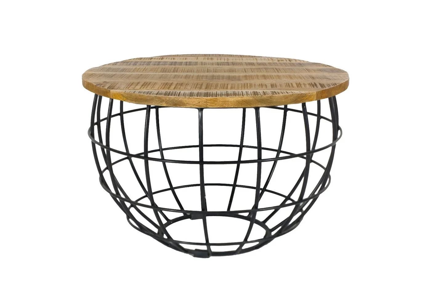 Amagohome Couchtisch Rund Ø 55 cm Industrie-Style Altholz Metall - Bild 5