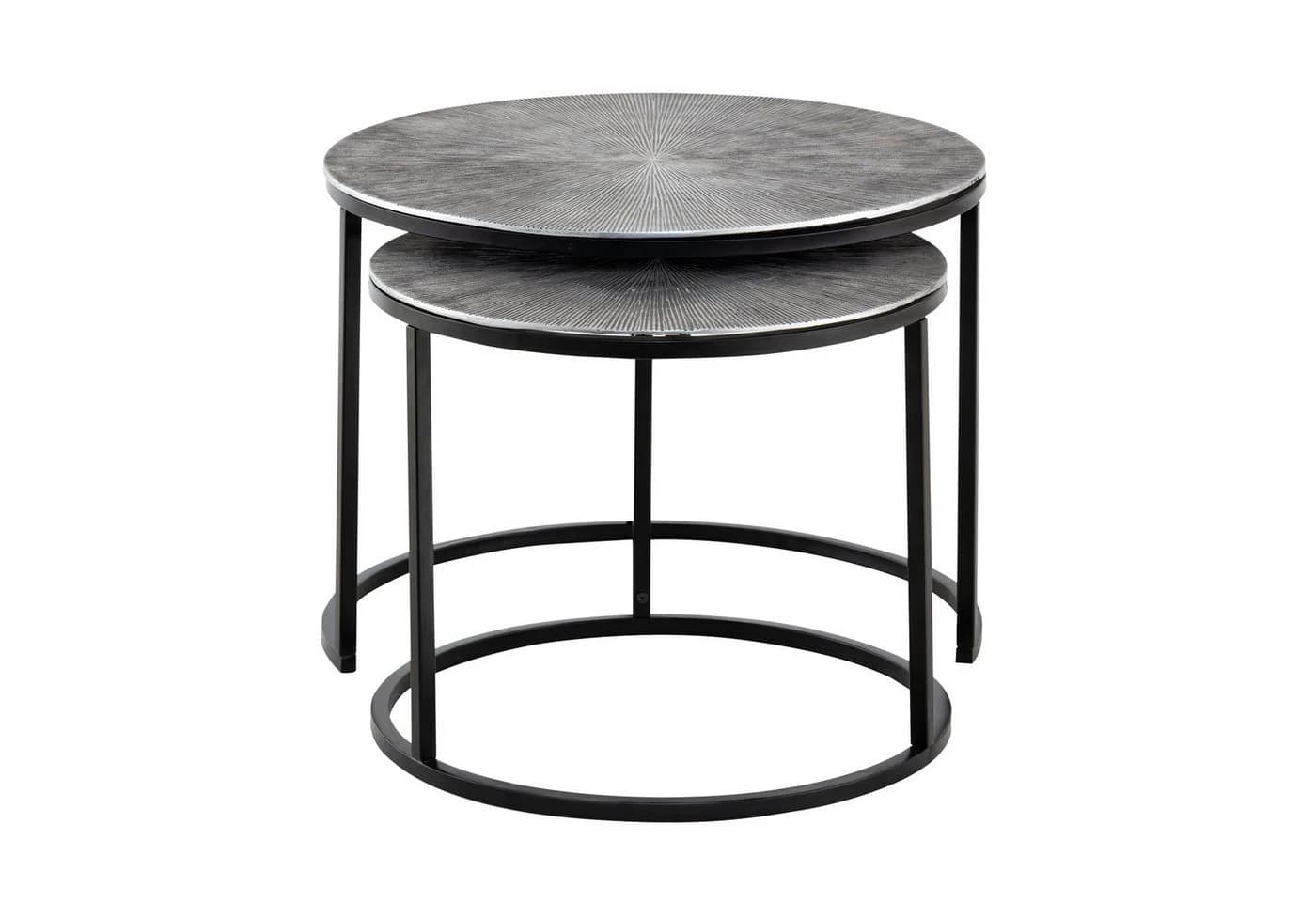 Amagohome Couchtisch Set 2-teilig Silber Aluminium Antik Stil - Bild 4