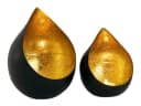 Amagohome Teelichthalter Set 2-teilig Tropfenform Metall Schwarz Gold Bild 2