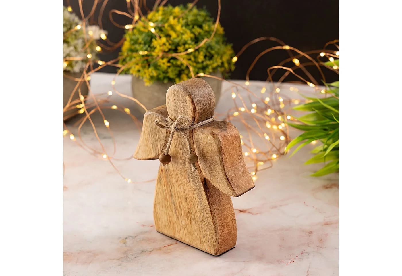 Amagohome Holzfigur Engel 15x13cm Mangoholz - Bild 4