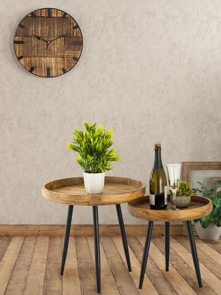 Amagohome Couchtisch Beistelltisch Holz Rund