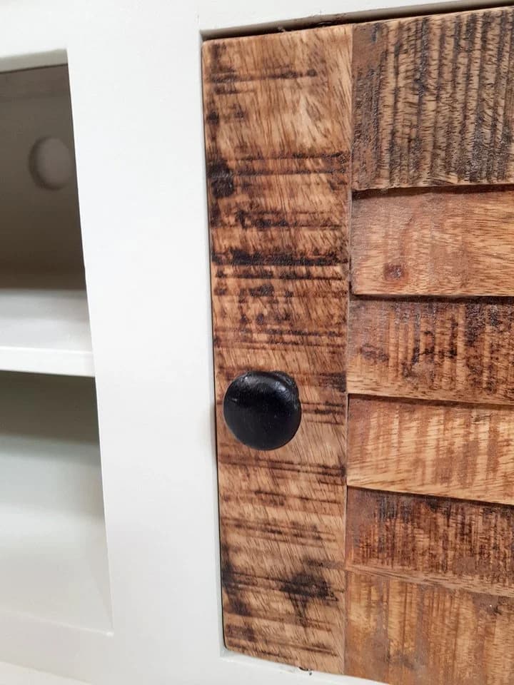 Amagohome Lowboard TV Schrank Massivholz Ibiza Weiß - Bild 4