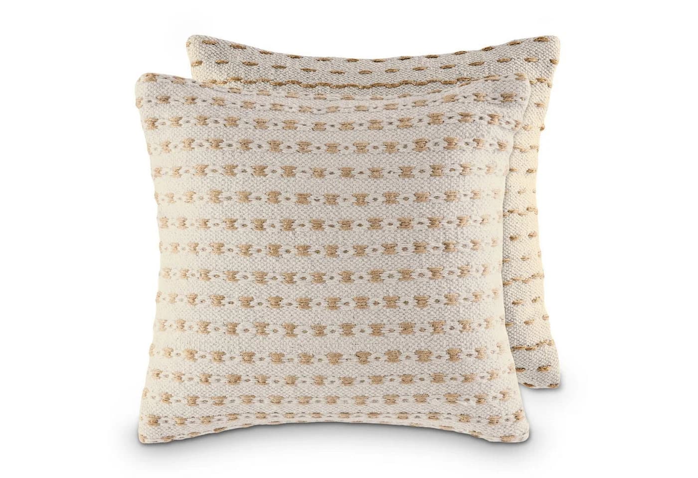 Amagohome Dekokissen Set 2 Stück 40x40cm Baumwolle Jute Beige - Bild 2