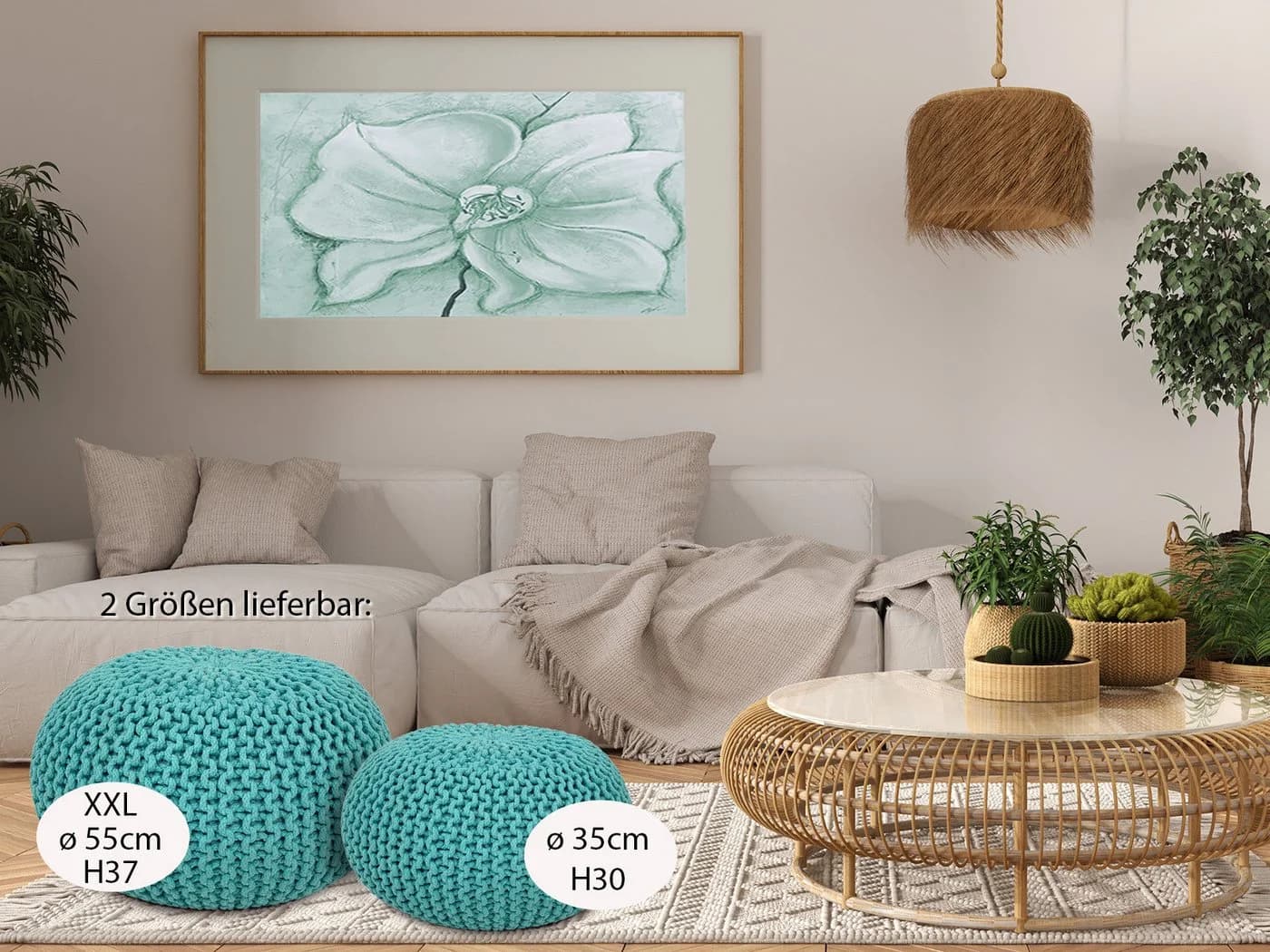 Amagohome Strickhocker Sitzhocker Pouf XXL Baumwolle recycelt - Bild 3