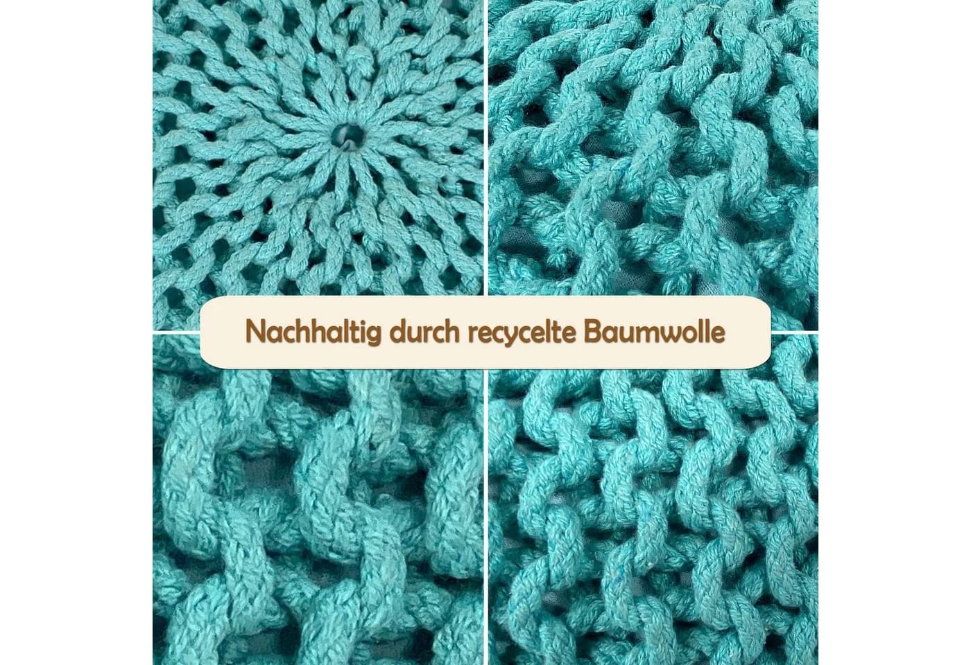 Amagohome Strickhocker Sitzhocker Pouf XXL Baumwolle recycelt - Bild 4