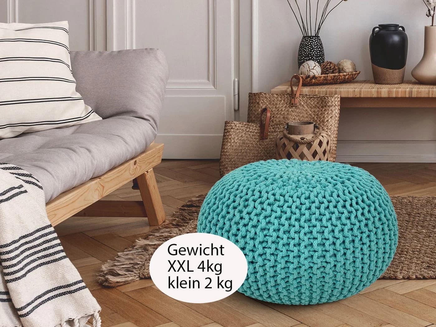 Amagohome Strickhocker Sitzhocker Pouf XXL Baumwolle recycelt - Bild 5