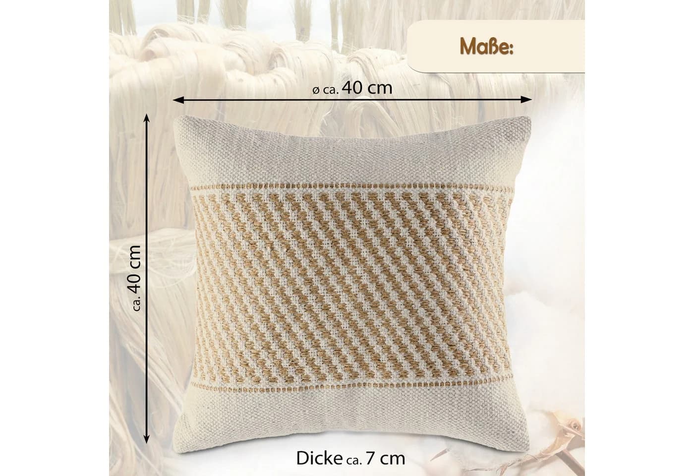 Amagohome Dekokissen Set 2 Stück Baumwolle Jute Natur - Bild 3