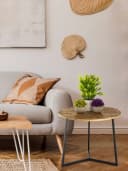 Amagohome Beistelltisch Couchtisch rund Industrie Style Massivholz Bild 1