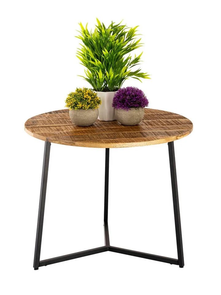 Amagohome Beistelltisch Couchtisch rund Industrie Style Massivholz - Bild 2