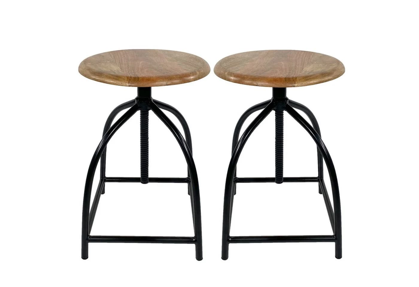 Amagohome Drehhocker Set 2 Stück Barhocker Mangoholz Industry Style
