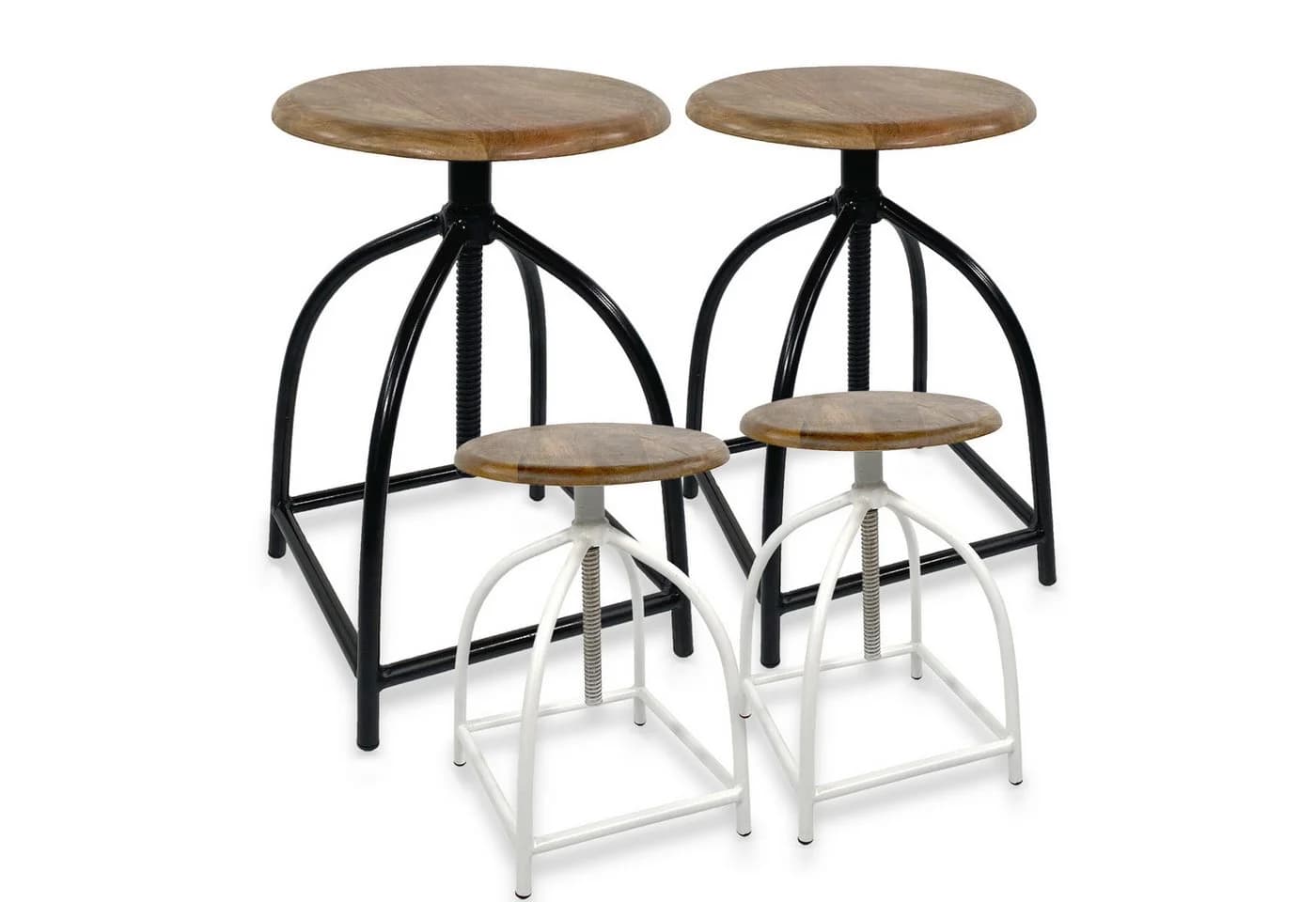 Amagohome Drehhocker Set 2 Stück Barhocker Mangoholz Industry Style - Bild 2