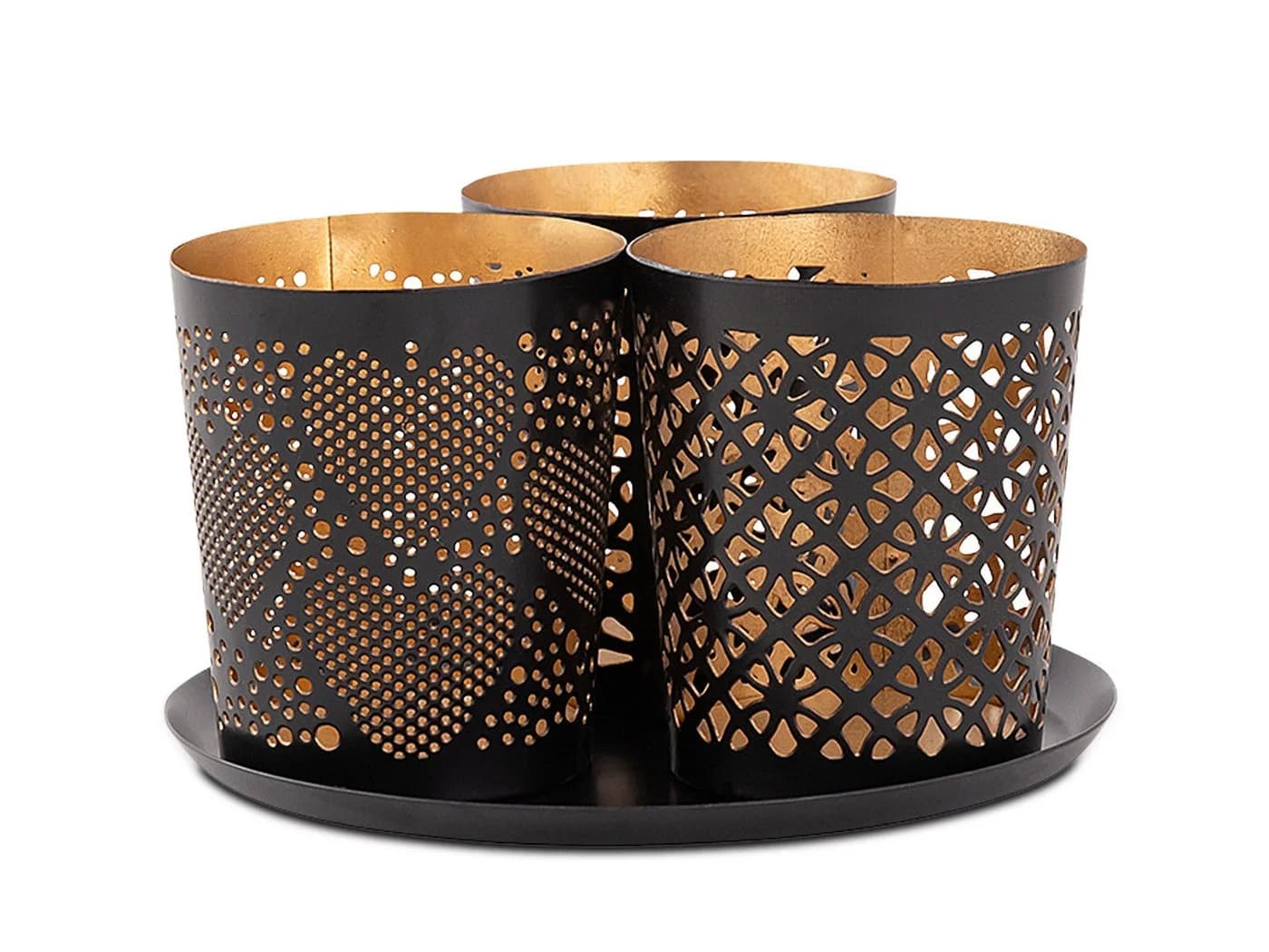 Amagohome Teelichthalter Kerzenständer Metall Schwarz Gold - Bild 2