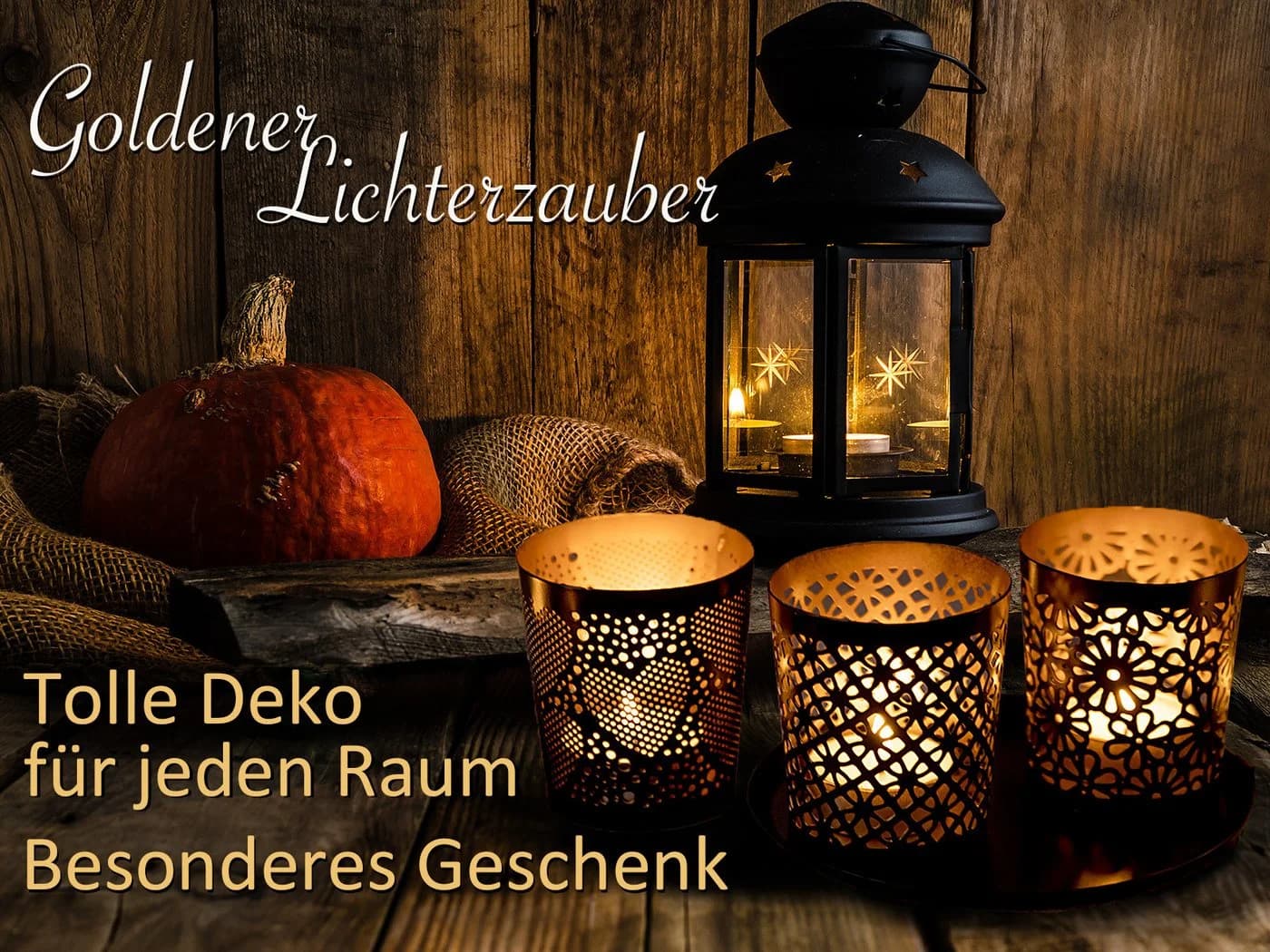 Amagohome Teelichthalter Kerzenständer Metall Schwarz Gold - Bild 4