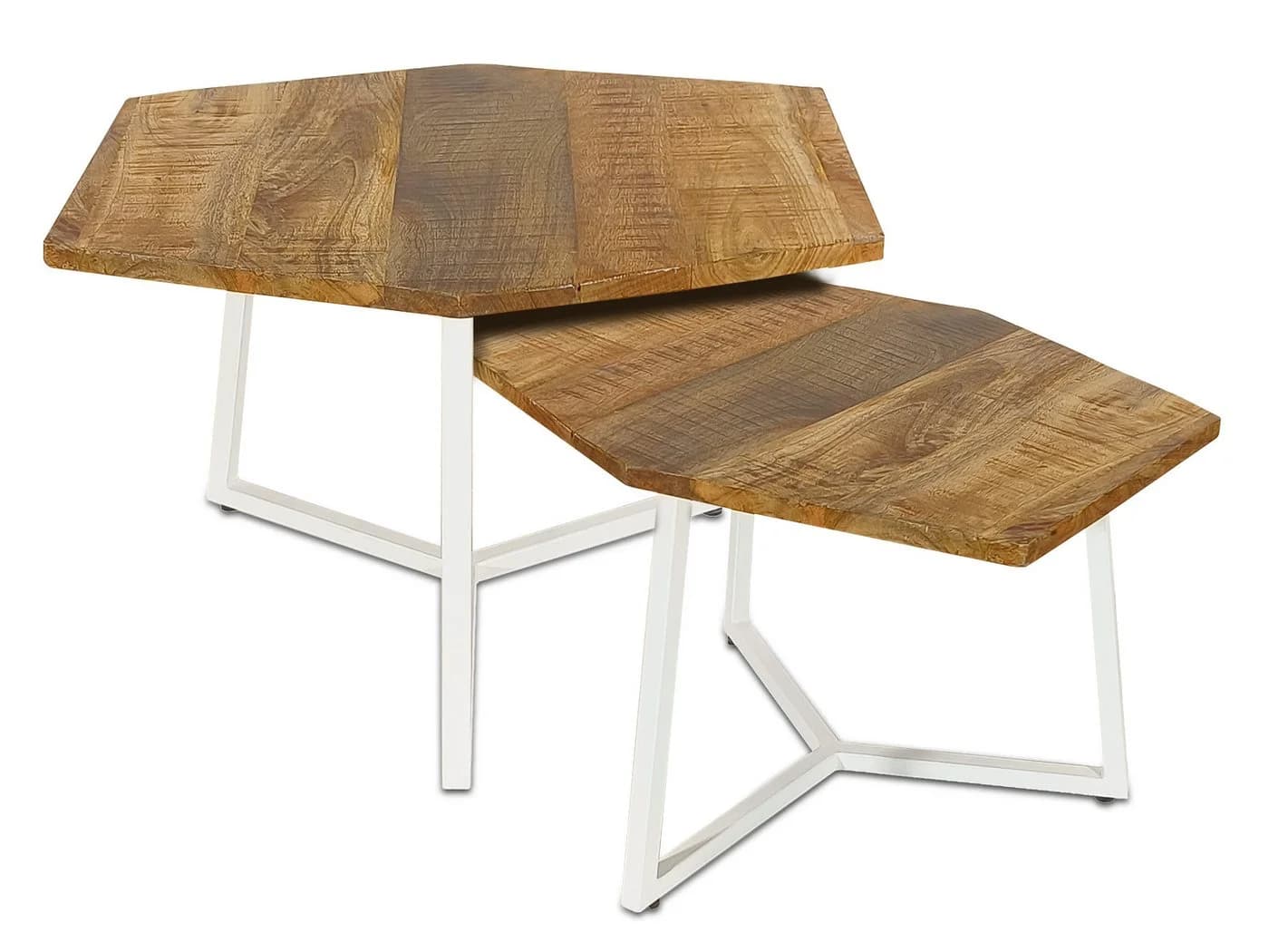 Amagohome Couchtisch 2er Set Mangoholz Massivholz Industrie Style - Bild 2