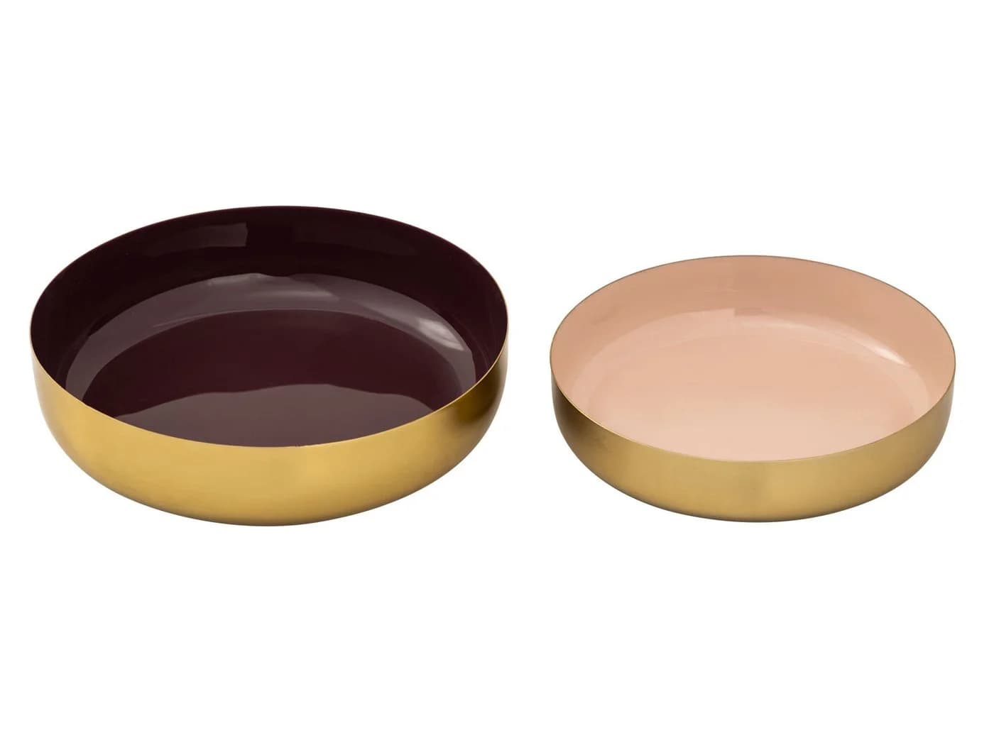 Amagohome Dekoschale 2er Set Gold Bordeaux-Rosé Metall Emaille - Bild 4