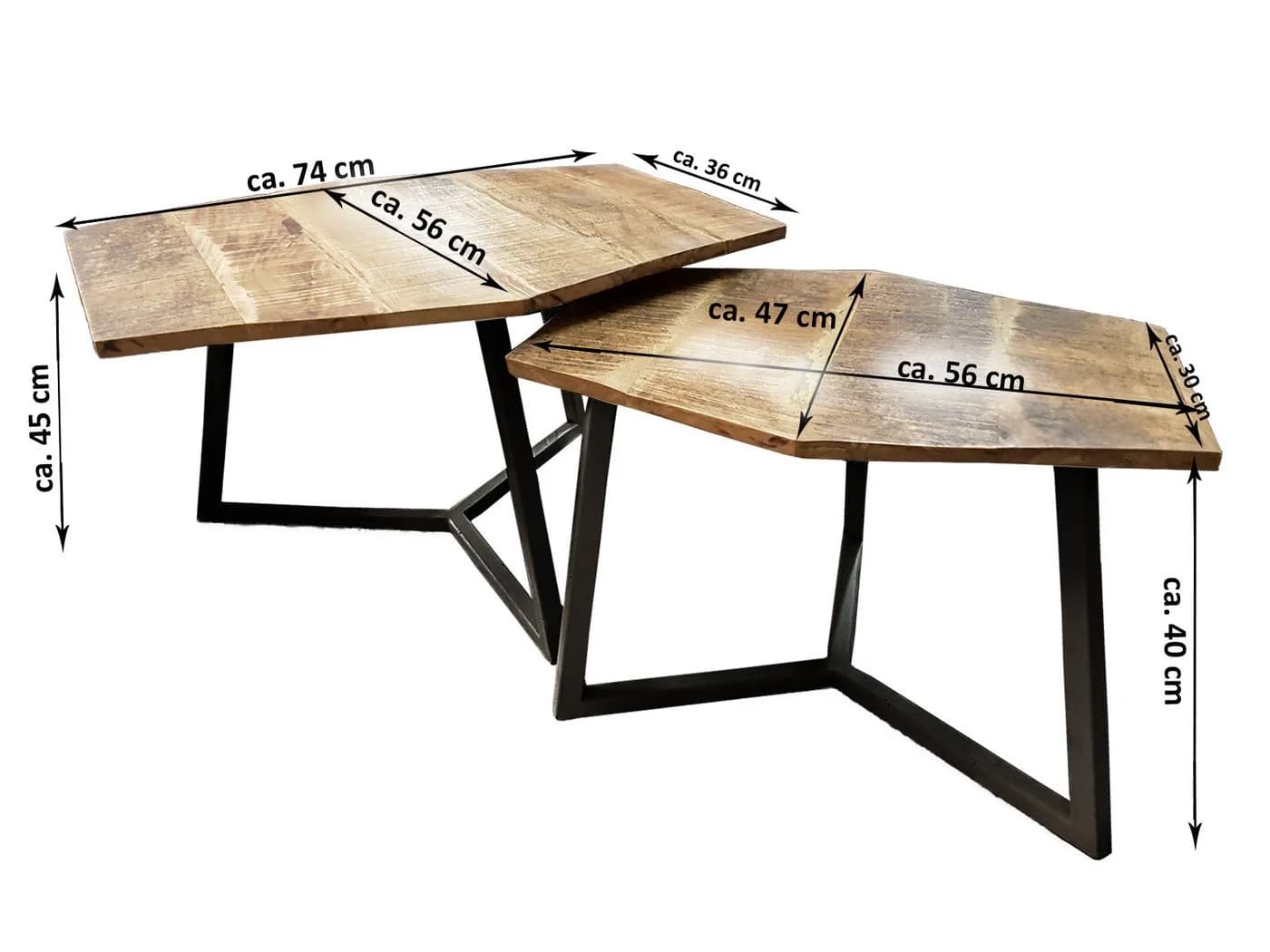 Amagohome Couchtisch 2er-Set München Massivholz Industrial - Bild 3