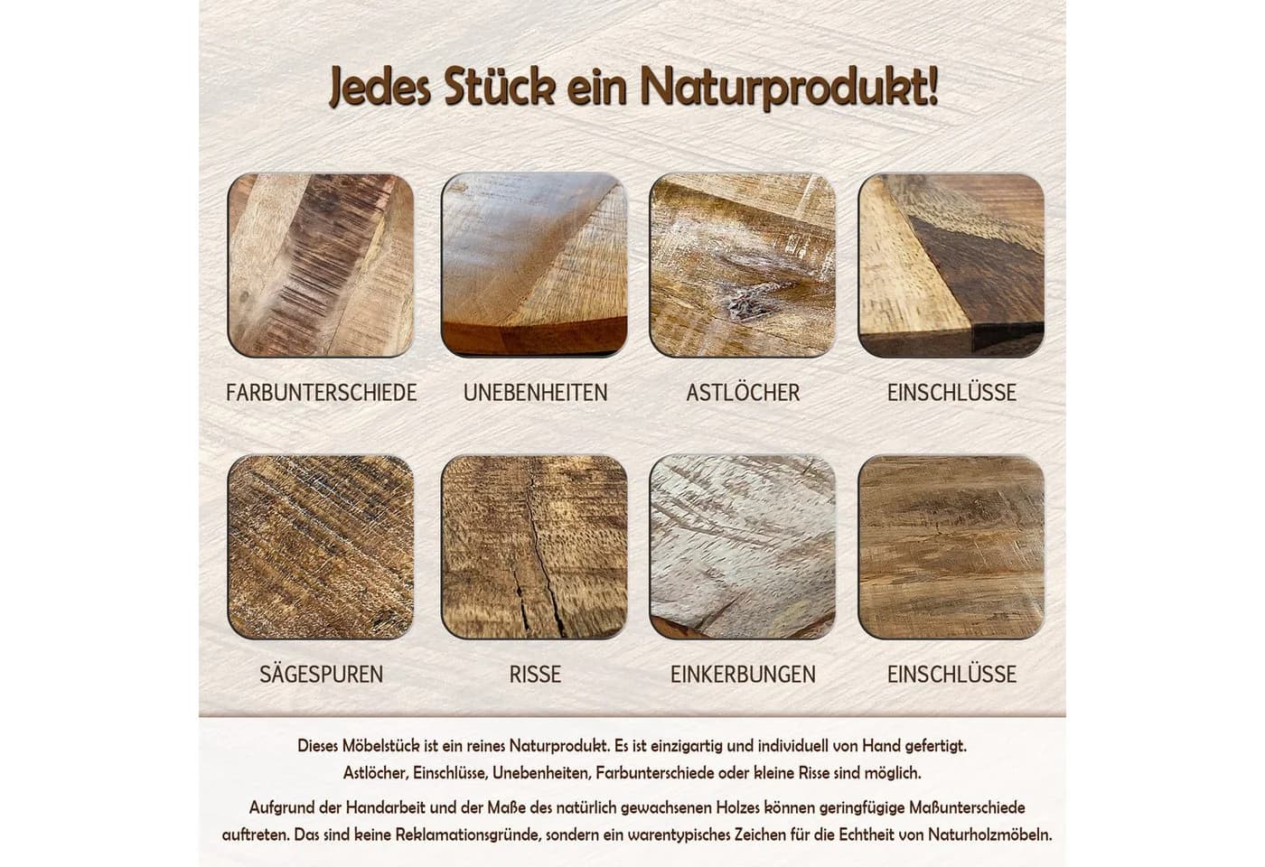 Amagohome Couchtisch 2er-Set sechseckig Mangoholz & Eisen - Bild 5