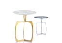 Amagohome Beistelltisch Berlin Marmor Ø 45 cm Gold/Silber Bild 2