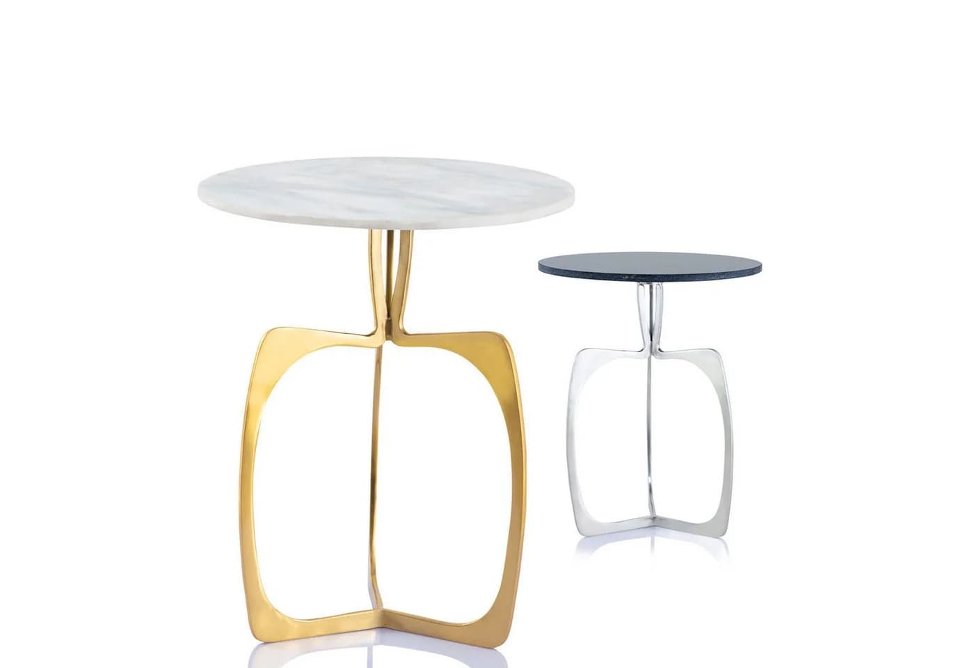 Amagohome Beistelltisch Berlin Marmor Ø 45 cm Gold/Silber - Bild 2