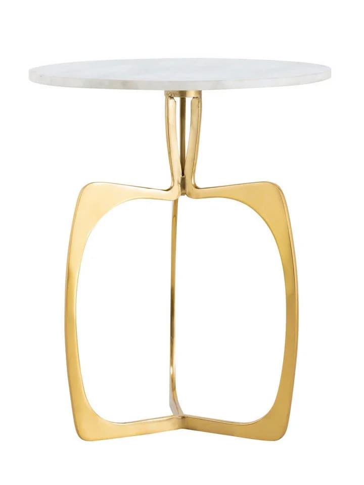 Amagohome Beistelltisch Berlin Marmor Ø 45 cm Gold/Silber - Bild 3