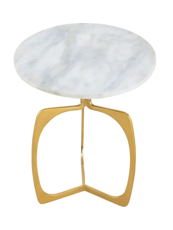 Amagohome Beistelltisch Berlin Marmor Ø 45 cm Gold/Silber - Bild 5