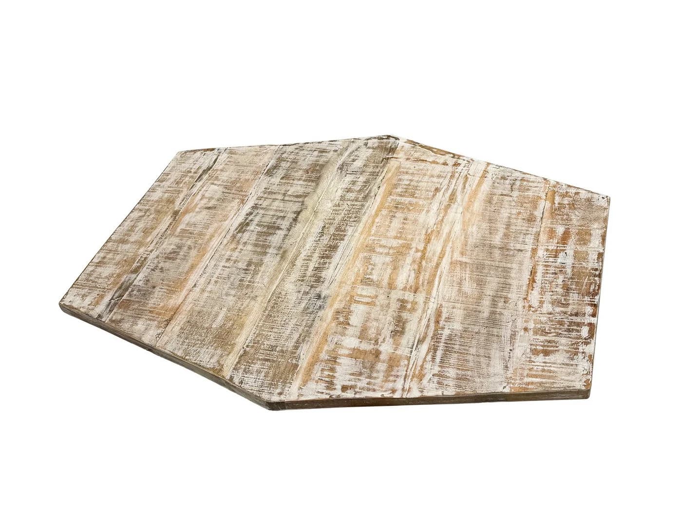 Amagohome Sechseckige Tischplatte Mango-Altholz 74x56 cm