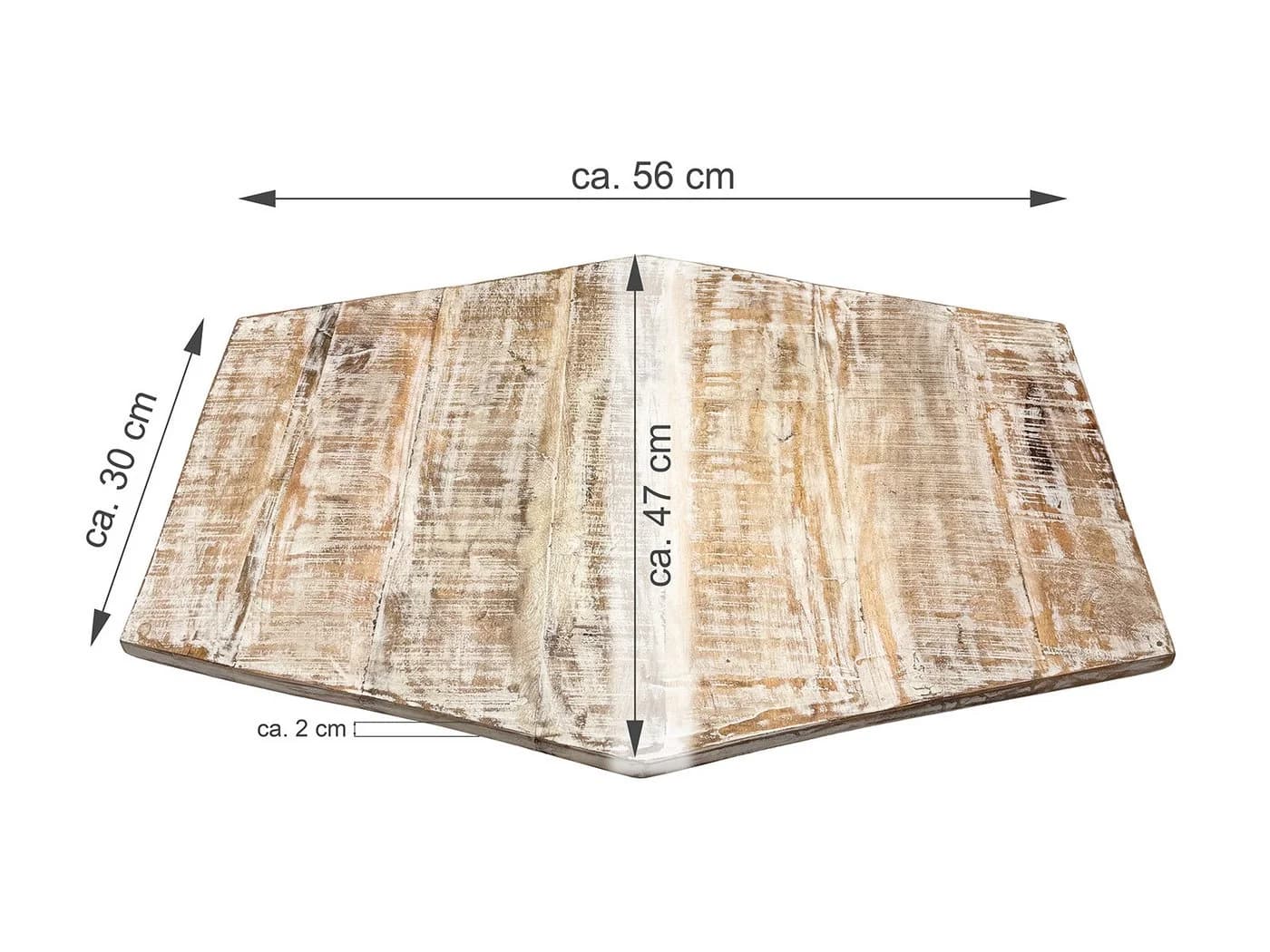Amagohome Sechseckige Tischplatte Mango-Altholz 74x56 cm - Bild 3