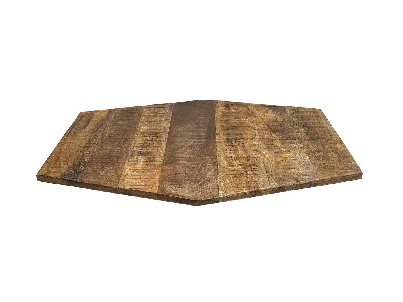 Amagohome Sechseckige Tischplatte Mango-Altholz 74x56 cm Tabacco
