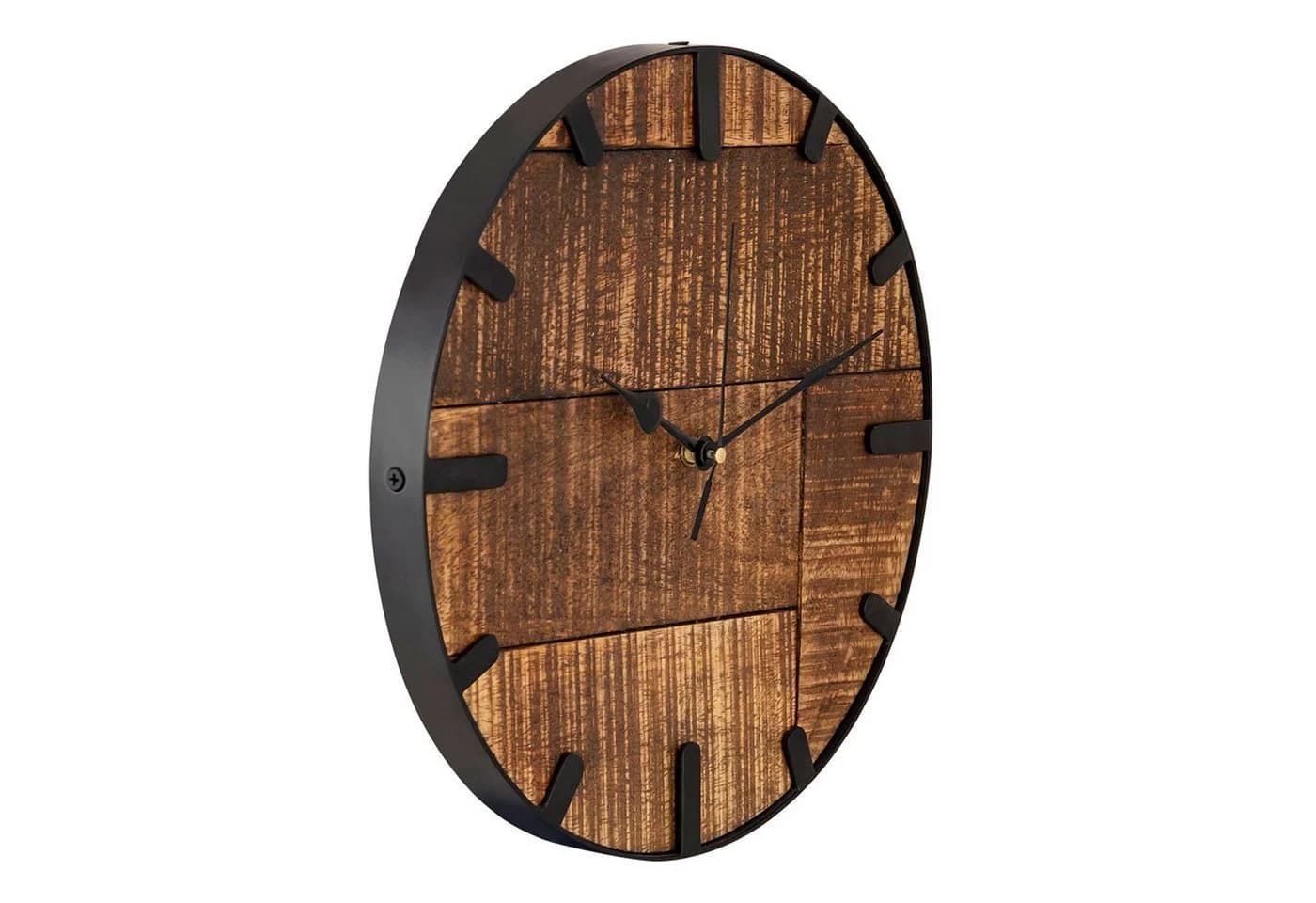 Amagohome Wanduhr Rund 30cm Mangoholz Metall Lautlos - Bild 4
